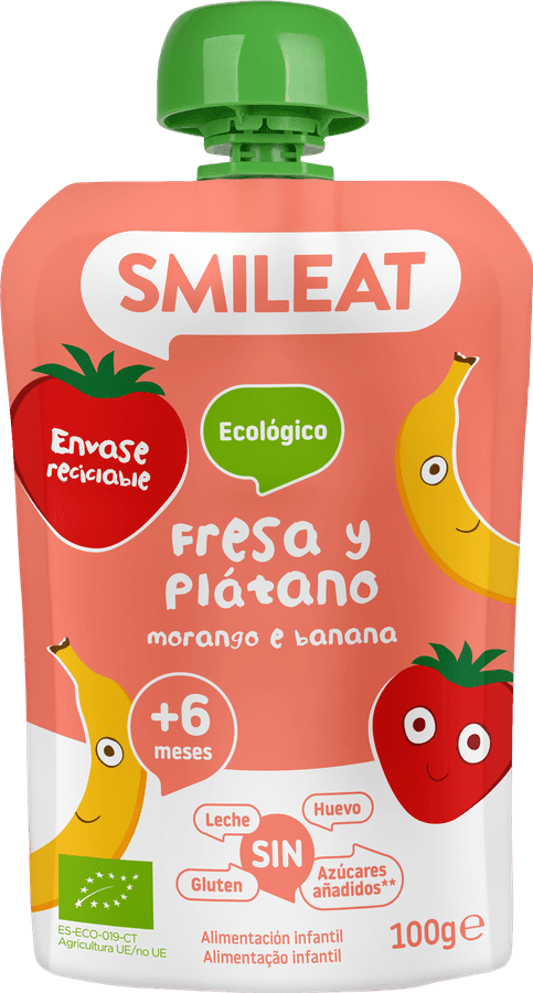 SMILEAT ORGANIC Pouch Fresa y Banano (100g)