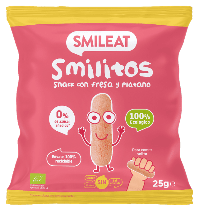 SMILEAT ORGANIC Snack de Fresa y Banano (25g)
